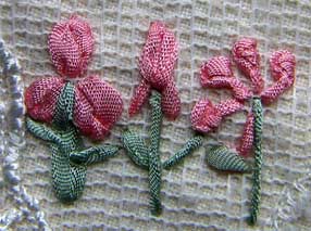 Pink silk ribbon flowers