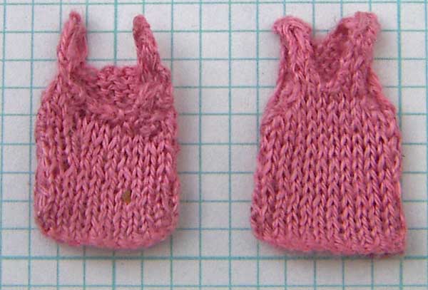 magnified miniature knitted singlets