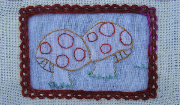 Shadow embroidery mushrooms