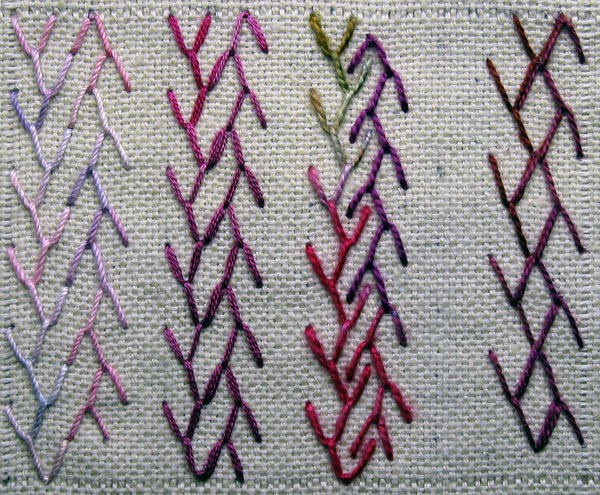 overlapping feather stitch