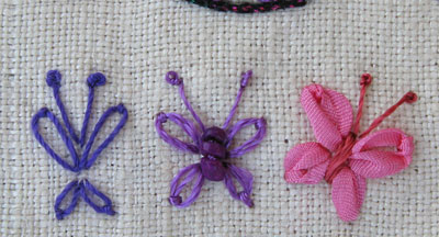Detached buttonhole stitch butterflies