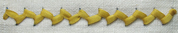 Cretan Stitch laced with silk ribbon