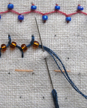 How to put beads on cretan stitch