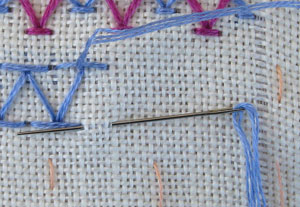 detail of chevron stitch variation