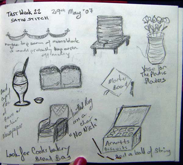Satin stitch ideas in my visual journal