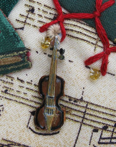painted violin charm